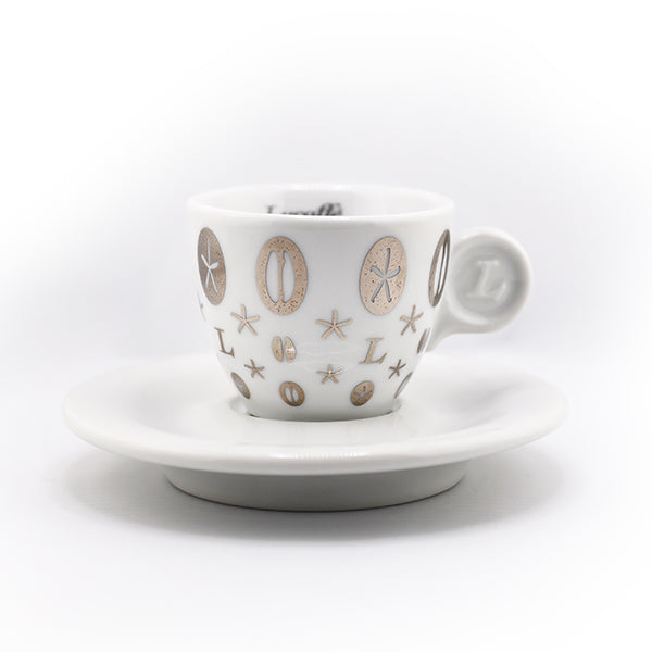 Tazzine da Caffè Lucaffé Decoro Argento con Piattino - Set 6 pz
